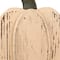10.5" Small White Wooden Fall Harvest Pumpkin with Stem